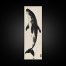 Majestic Humpback Whale in Striking Monochrome Ink Style – Sophisticated Canvas Print for Marine Life Enthusiasts and Nautical Wall Decor