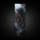 Cthulu Cosmic Horror Wall Art Canvas Print - Tall Skinny Narrow Wall Art - Accent Piece - Halloween Decor - Cosmic Horror Painting
