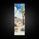 Retro Joshua Tree Wall Art Framed Canvas Print - Unique California Themed Wall Art - Skinny Tall Art - Narrow Art - Accent Piece Wall Art