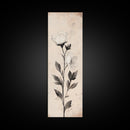 Sketch of a Flower Canvas Print, Wood Framed Wall Art, Flower Painting, Flower Decor, Floral Botanical Wall Art, Flower Print Narrow Art