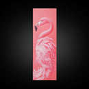 Preppy Dorm Room Wall Art Gift For Her, Framed Canvas Print, Pink Flamingo Painting, Tall Skinny Art, Narrow Wall Art, Skinny Art