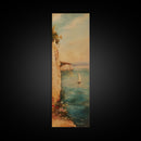 Nautical Seascapes Framed Canvas Print - Sailboat In The Bay - Sailboat Painting - Nautical Art - Coastal Home Decor - Coastal Oil Painting