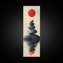 Canvas Print of Zen Art with Stacked Stones, Japanese Inspired, Minimalist Wall Art, Meditative Decor, Above Couch Art, Zen Wall Art, Peaceful Vibe