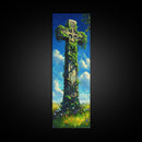 Oil Painting Print of a Celtic Cross, Irish Wall Art, Tall Narrow Art, Skinny Art, Wall Art For Small Spaces, Small Art, Ireland Art, Celtic Cross Art
