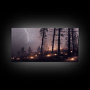 Haunted Gloomy Graveyard At Night, Thunder Storm, Halloween Cemetery Art, ready to hang canvas print wall art, Lightning Art