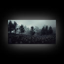 Creepy Haunted Cemetery, Spooky Halloween Art, Graveyard, ready to hang canvas print wall art, Black And White Art, Halloween Decor