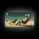 Alien Astronauts On Vacation, Canvas Wall Art, Space Art, Ready To Hang Canvas Print, Gift For Him, Gamer Room Art, Large Wall Decor