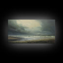 Moody Muted Landscape Oil Painting Canvas Print Wall Art, Nature Framed Large Gallery Art, Minimalist Art, Ready To Hang, Moody and Drab Art