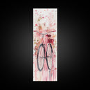 Bicycle Art Canvas Print Retro Pink Wall Art Long Narrow Vintage Style Above Couch Gift Idea Light Pink Minimalist Wabi Sabi Art