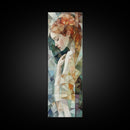 Woman in Mosaic Framed Canvas Print Chinoiserie Art Nouveau Print Goddess Art Whimsical Bedroom or Living Room Vertical Wall Art