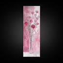 Wildflower Bouquet Framed Canvas Print Pink Poppy Painting Tall Skinny Art Living Room Above Sofa Rustic Guest Room Floral Wall Art