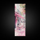 Pink Café Canvas Print Romantic French Bistro Painting Coastal Cowgirl Wall Art Above Bed Art Guest Room Gift Living Room Rustic Decor