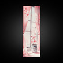 Sunlit Cherry Blossoms by Window Canvas Print, Whimsical Pink Botanical Wall Art, Rustic Aesthetic Decor, Bedroom or Living Room Accent