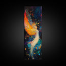 Abstract Angel Framed Canvas Print with Vibrant Colors, Phoenix Metal Art, Long Narrow Wall Art, Living Room Art, Vertical Wall Art
