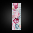 Gemstone Watercolor Painting Framed Canvas Print, Whimsical Pink Abstract Wall Art, Geometric Skinny Vertical Bedroom Art