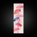 Vibrant Umbrellas Framed Canvas Print in Pink Orange Wall Art Style Perfect Whimsical Vertical Art for Dorm or Playful Decor