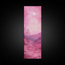 Mystical Pink Moon Framed Canvas Print with Wildflower and Mountain Painting Perfect Moody Landscape Art for Living Room