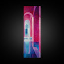 Geometric Archway Framed Canvas Print, Abstract Pink and Blue Whimsical Art, Skinny Vertical Wall Art for Modern Living Room Decor