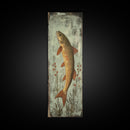 Trout Art Rustic Framed Canvas Print Skinny Vertical Art Fly Fishing Art Rustic Decor Tall Narrow Art Guest Room Wall Decor