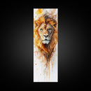 Majestic Lion Portrait Framed Canvas Print Featuring Bold African Art Style, Perfect for Rustic or Wildlife-Inspired Interiors