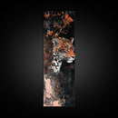 Floral and Leopard Canvas Print with Moody Art Style, Unique Animal Wall Art and Vertical Skinny Art Living Room Decor