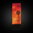 Rustic Windmill Framed Canvas Print, Southwest Farmhouse Decor, Moody Sunset Landscape Wall Art, Vertical Artwork for Bedroom