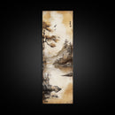 Tranquil Mountain Landscape Canvas Print Rustic Wall Art Serene Minimalist Decor Asian-Inspired Nature Artwork Zen Framed Piece