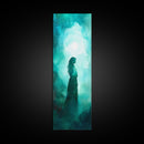 Moonlit Goddess Canvas Print Featuring Moody Woman Painting, Afrocentric Wall Art, And Above Bed Wall Art With Blue Green Hues