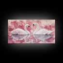 Elegant Swan Painting Framed Canvas Print Featuring Swan Painting and Moody Art Pink Wall Art Bedroom Wall Art Romantic Living Decor