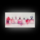 Pink Perfume Painting Framed Canvas Print, Light Pink Bedroom Art Coastal Cowgirl Wall Art, Minimalist Art Rustic Decor Gift Idea