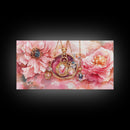 Pink Gemstone Jewelry Canvas Print, Feminine Elegant Artwork, Glamorous Rose Painting, Living Room Wall Art, Unique Decorative Gift