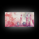 Vase and Women Canvas Print Pink Abstract Minimalist Art Framed Wabi Sabi Boho Bedroom Light Pink Rustic Living Room Christmas Gift