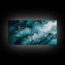 Abstract Teal Fluid Art Canvas Print, Coastal Wall Art, Teal Wall Art, Nautical Decor, Moody Art, Coastal Decor, Living Room Art, Gift Idea