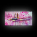 Elegant Fountain Pen Canvas Print | Pink Abstract Art | Stationery Inspired Wall Art | Unique Study Room Decor | Framed Office Art
