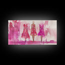 Chic Pink Dress Canvas Print | Fashion Inspired Artwork | Retro Pink Abstract Wall Art | Bedroom or Boutique Framed Decor | Trendy Art