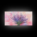 Lavender Bouquet Canvas Print, Purple and Pink Wall Art, Rustic Farmhouse Art, Botanical Painting, Above Bed or Guest Room Decor