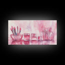 Makeup Brushes Still Life Canvas Print Light Pink Wall Art Dorm Decor Wabi Sabi Art Gift Idea Living Room or Vanity Artwork
