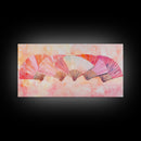 Fan Arrangement Canvas Print | Moroccan Wall Art, Chinoiserie Wall Art, Wabi Sabi Art, Light Pink Decor, Extra Wide Wall Art, Above Sofa Art