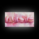 Pink Macarons Canvas Print | Whimsical Art, Food Review Kitchen Art, Light Pink Wall Art, Rustic Decor, Kitchen Wall Art, Dining Room Decor