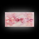 Bow Tie Trio Painting with Pink Orange Wall Art Aesthetic Framed Canvas Print, Whimsical Art Bedroom or Living Room Decor