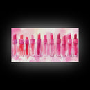 Elegant Lipsticks Display Painting as Pink Abstract Wall Art on Canvas Print, Makeup Collector Vanity or Bedroom Accent Decor