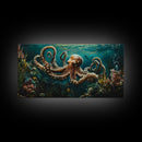 Magnificent Octopus Canvas Print Nautical Wall Art Coastal Decor Rustic Living Room Art Above Couch Art Gift Idea