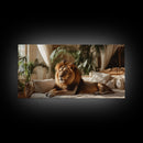 Vibrant Lion Wall Art Framed Canvas Print With Rustic Decor Perfect Above Sofa Living Room Art Gift Idea Wild Elegance Home Decor