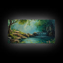 Serene Waterfall Landscape Framed Canvas Print Above Sofa Rustic Decor Living Room Art Peaceful Nature Scene Artwork Farmhouse Wall Art
