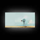 Minimalist Windmill Landscape Framed Canvas Print Above Couch Rustic Wall Art Coastal Inspired Bedroom Decor Horizontal Wall Art Idea