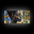 Afrocentric Wall Art Framed Canvas Print, Geometric African Art, Bold Living Room Decor, Unique Moody Art Gift Idea, African Art Print