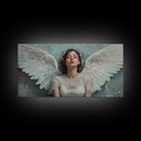 Heavenly Grace Framed Canvas Print with Angel Art Prints and Whimsical Art for Light Pink Wall Art and Romantic Home Decor