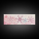 Hand-Painted Snowflake Art Canvas Print, Christmas Rustic Winter Wall Decor, Light Pink Abstract Artwork, Cozy Living Room Art Gift