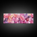 Gemstone Painting Canvas Print with Whimsical Crystal Colors, Gift Idea with Pink Orange Wall Art Accents, Boho Vertical Art