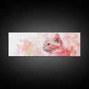 Cat Portrait Canvas Print with Pink Abstract Background, Light Pink Wall Art Perfect Gift Idea, Rustic Decor for Animal Lovers